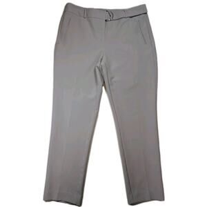 Women's Belted Dress Pants Adrianna Papell Gray Career Stretch Size 8 Luxury
